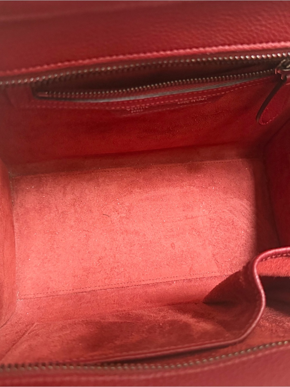 Authentic Celine Nano Luggage Tote in Burgundy Drummed Calfskin - Picture 7 of 9